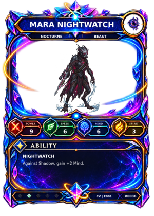 Rendered Mara Nightwatch Convergence Champion card