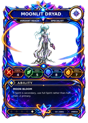 Rendered Moonlit Dryad Convergence Champion card