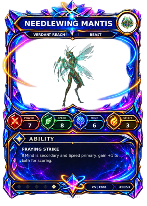 Rendered Needlewing Mantis Convergence Champion card