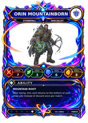 Rendered Orin Mountainborn Convergence Champion card