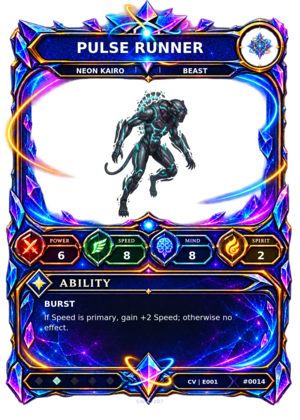 Rendered Pulse Runner Convergence Champion card