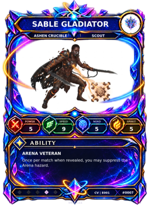 Rendered Sable Gladiator Convergence Champion card