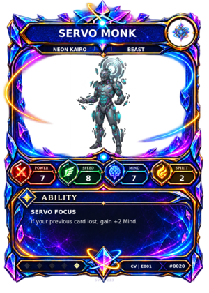 Rendered Servo Monk Convergence Champion card