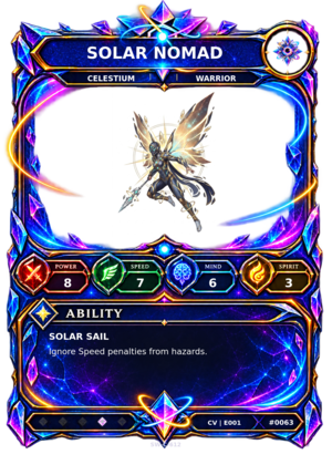 Rendered Solar Nomad Convergence Champion card