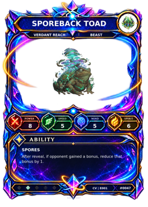 Rendered Sporeback Toad Convergence Champion card
