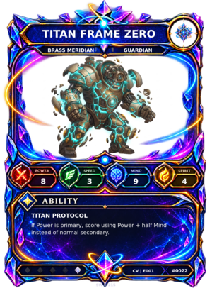 Rendered Titan Frame Zero Convergence Champion card