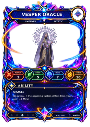 Rendered Vesper Oracle Convergence Champion card