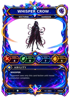 Rendered Whisper Crow Convergence Champion card