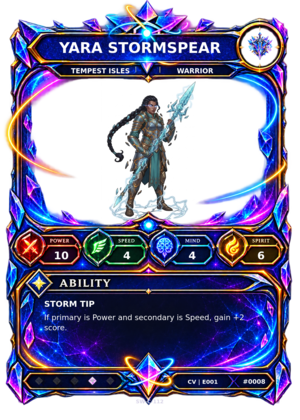 Rendered Yara Stormspear Convergence Champion card