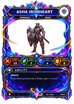 Rendered Asha Ironheart Resonance Champion card
