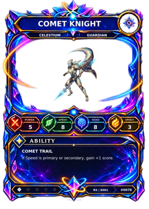 Rendered Comet Knight Resonance Champion card