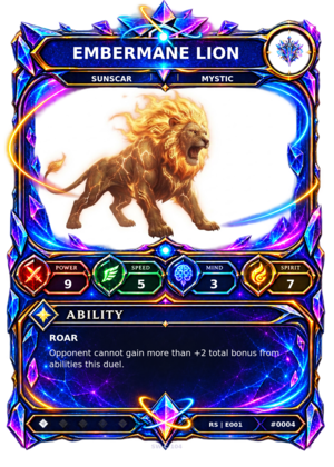 Rendered Embermane Lion Resonance Champion card