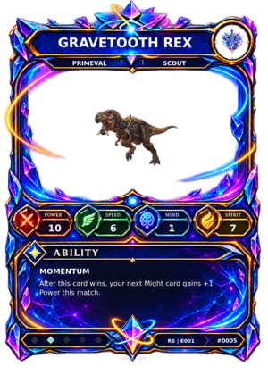 Rendered Gravetooth Rex Resonance Champion card
