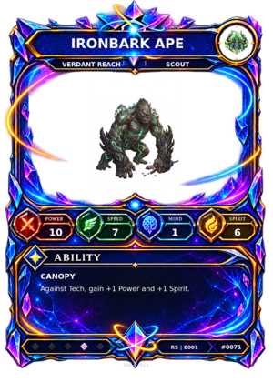 Rendered Ironbark Ape Resonance Champion card