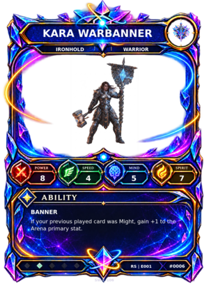 Rendered Kara Warbanner Resonance Champion card