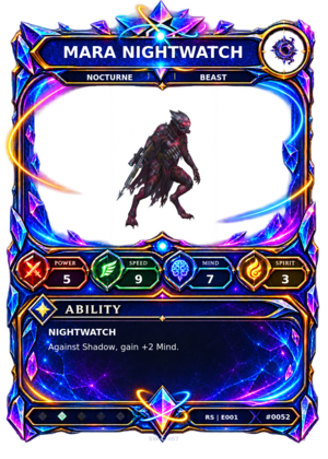 Rendered Mara Nightwatch Resonance Champion card