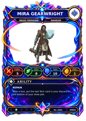 Rendered Mira Gearwright Resonance Champion card