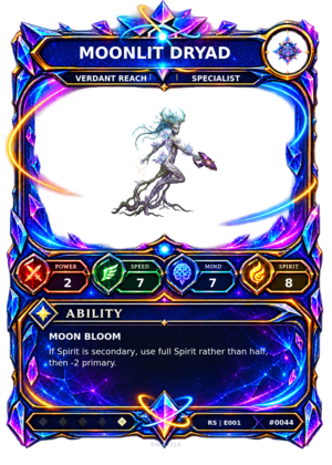 Rendered Moonlit Dryad Resonance Champion card