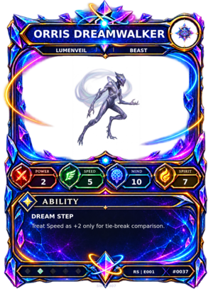 Rendered Orris Dreamwalker Resonance Champion card