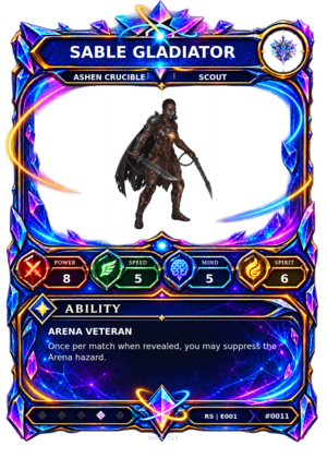Rendered Sable Gladiator Resonance Champion card