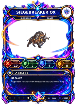 Rendered Siegebreaker Ox Resonance Champion card