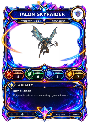 Rendered Talon Skyraider Resonance Champion card