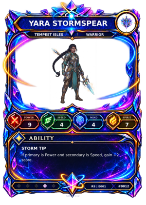 Rendered Yara Stormspear Resonance Champion card