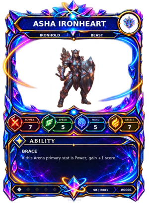Rendered Asha Ironheart Shardbound Champion card