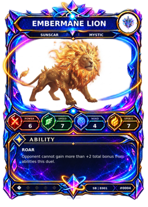 Rendered Embermane Lion Shardbound Champion card