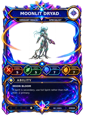 Rendered Moonlit Dryad Shardbound Champion card