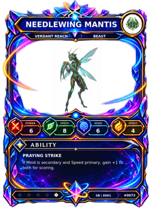 Rendered Needlewing Mantis Shardbound Champion card