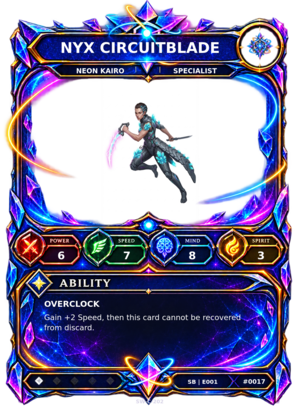Rendered Nyx Circuitblade Shardbound Champion card