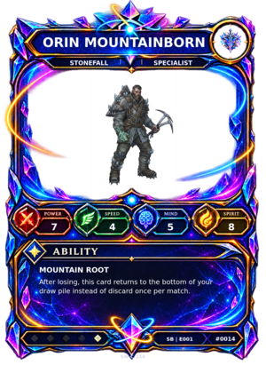 Rendered Orin Mountainborn Shardbound Champion card