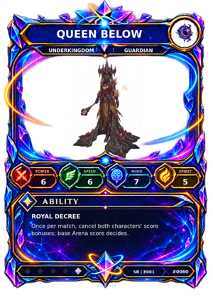 Rendered Queen Below Shardbound Champion card