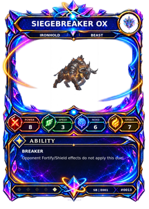 Rendered Siegebreaker Ox Shardbound Champion card