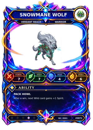 Rendered Snowmane Wolf Shardbound Champion card