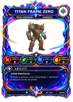 Rendered Titan Frame Zero Shardbound Champion card