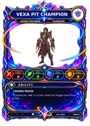 Rendered Vexa Pit Champion Shardbound Champion card